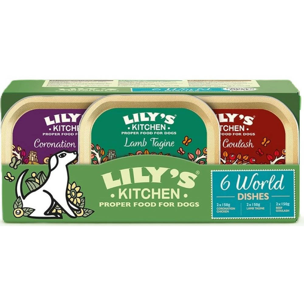 Lot de 6 x 150 g de pâté sans céréales pour chien, lily's kitchen