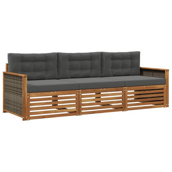 Ensemble de canapés d'extérieur 3 pc naturel et anthracite