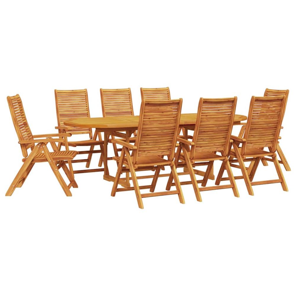 Ensemble de salle à manger pour jardin 9 pc marron