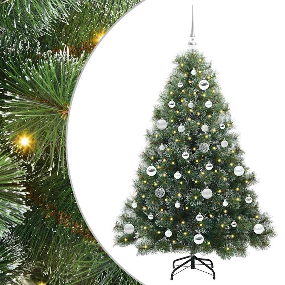 Sapin de noël artificiel avec 150 led vert 150 cm pe et pvc