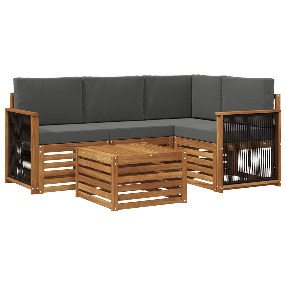 Ensemble de canapés d'extérieur 5 pc naturel et anthracite
