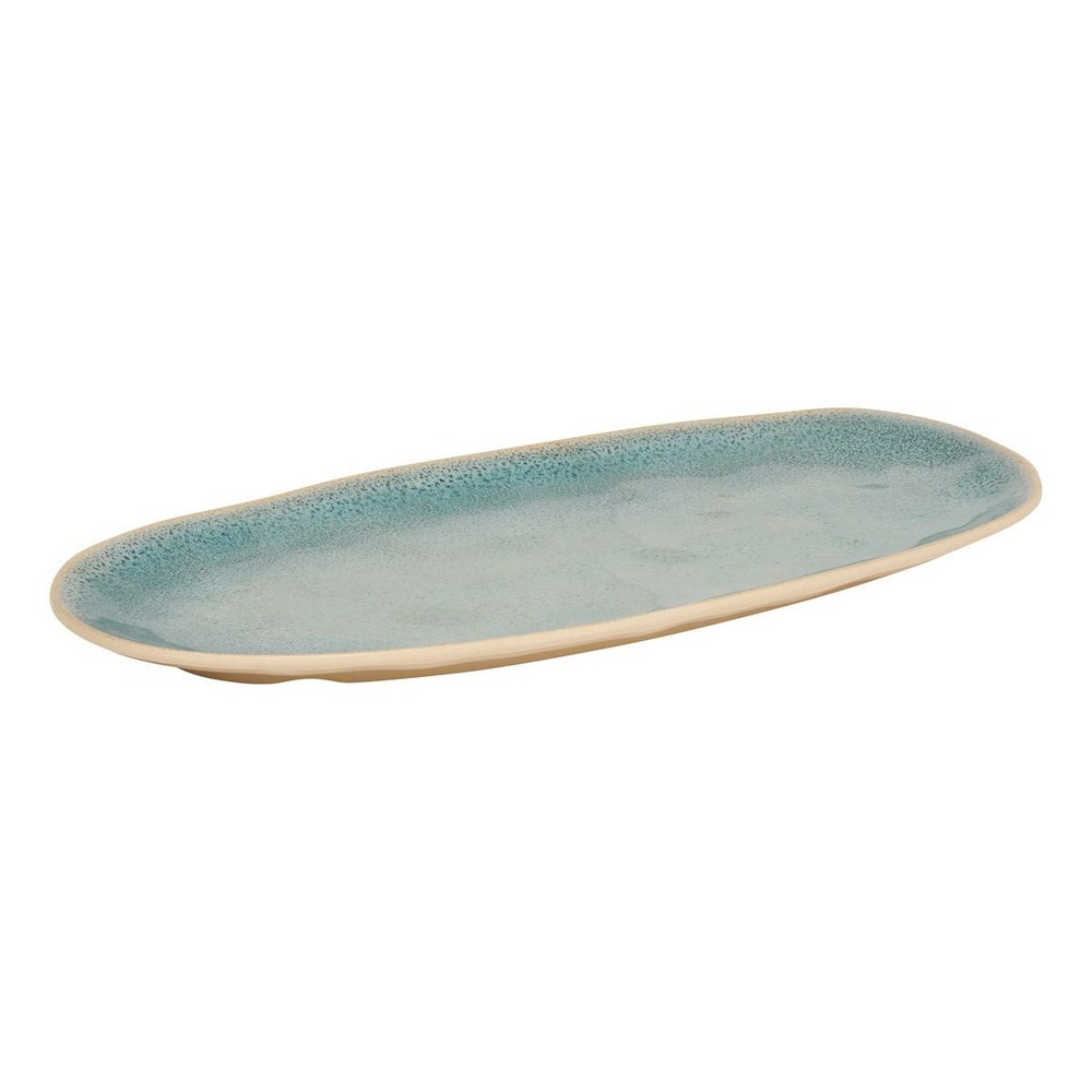 Plat pia ovale 19x38cm bleu