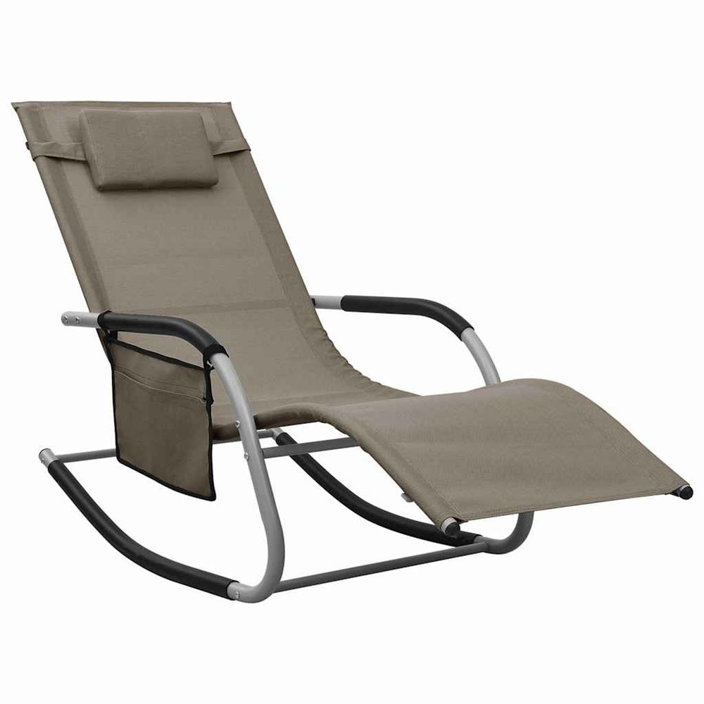 Chaise longue textilène taupe et gris bain de soleil