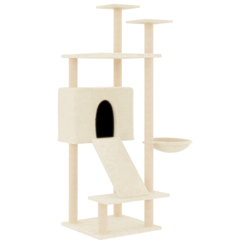 Arbre à chat avec griffoirs en sisal crème 153 cm