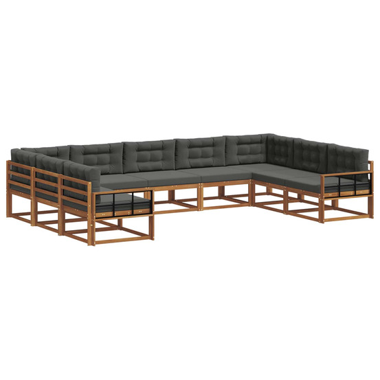 Ensemble de canapés d'extérieur 9 pcs naturel et anthracite