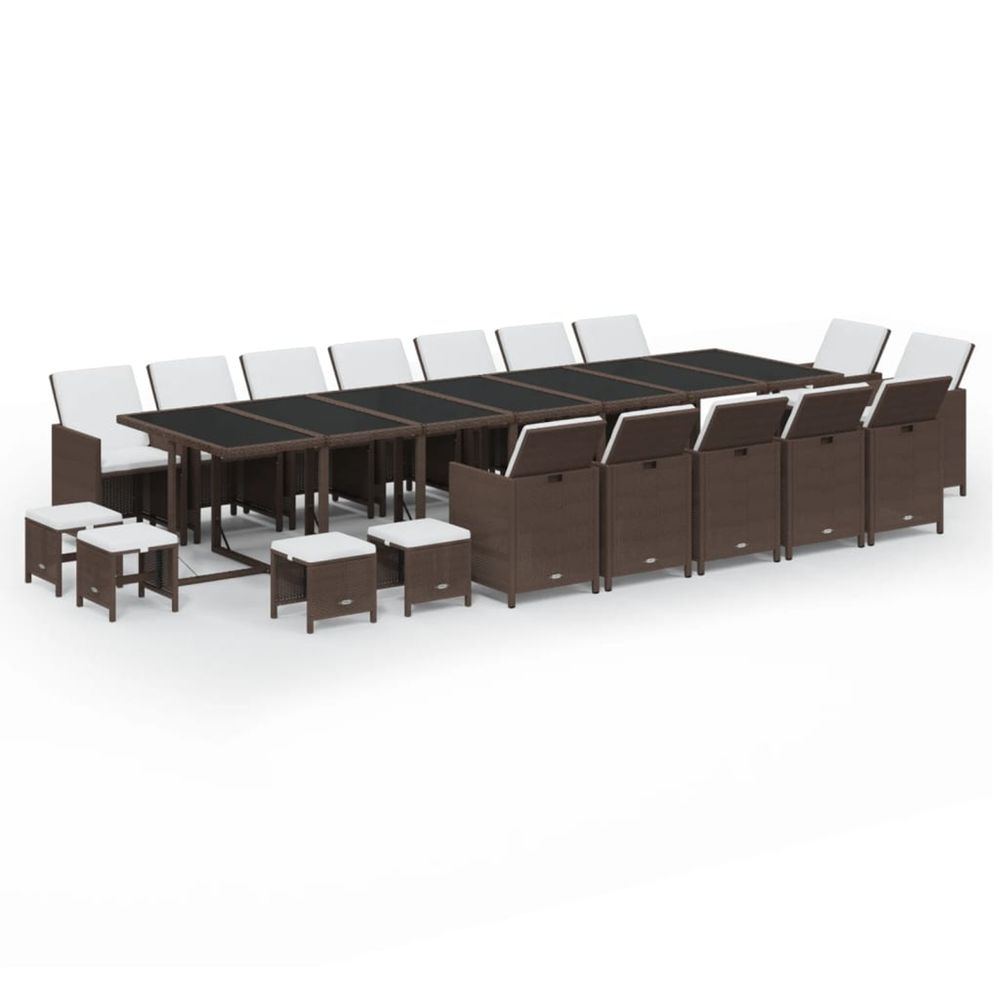 Ensemble à manger de jardin coussins 19 pcs résine tressée