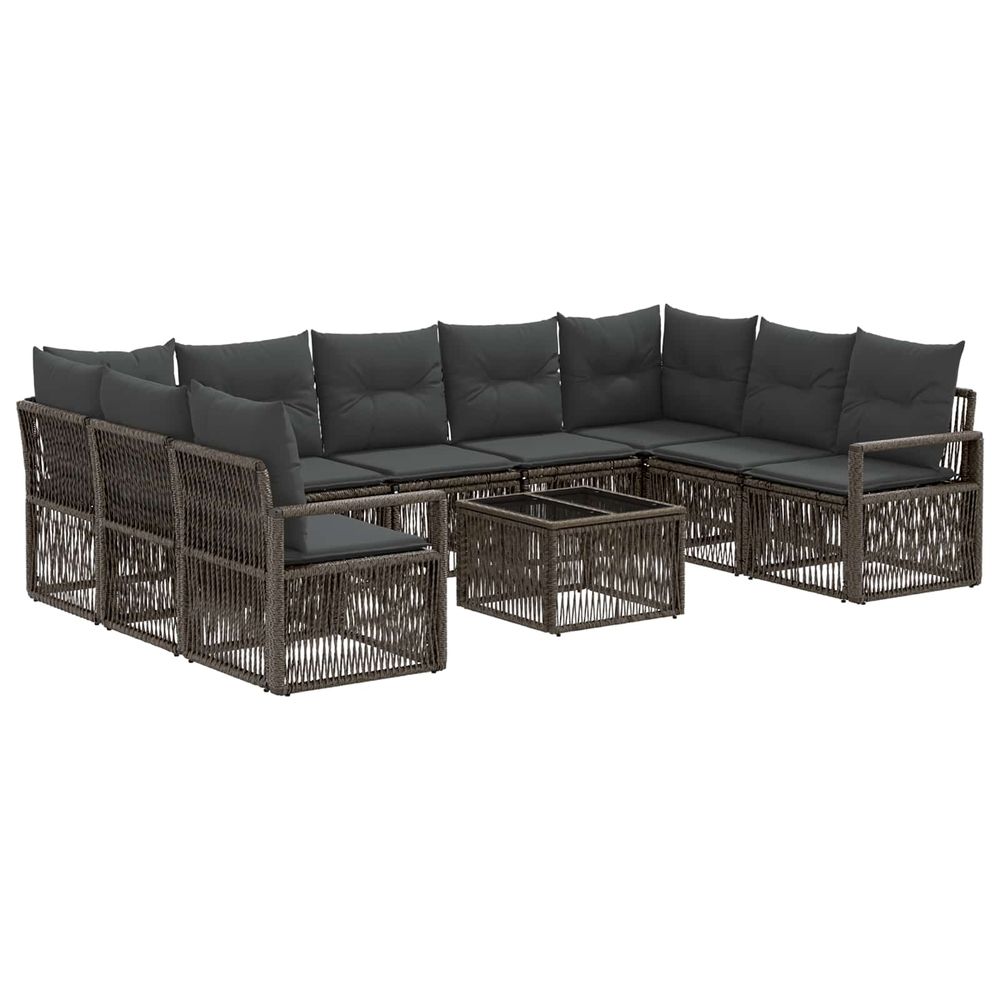 Ensemble de canapé de jardin 10 pc gris polyrotin