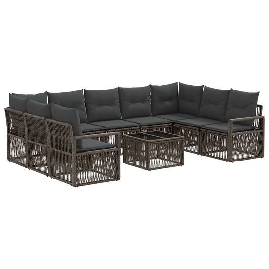 Ensemble de canapé de jardin 10 pc gris polyrotin