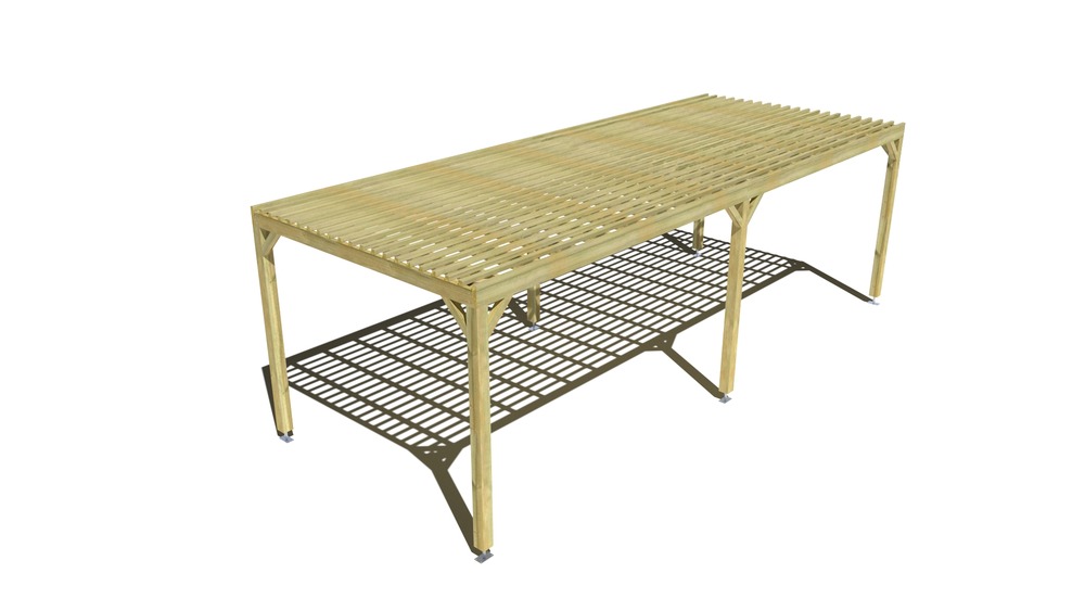 Pergola bois • 8m x 3m • indépendante • sens profondeur • lattage bois • livraison comprise