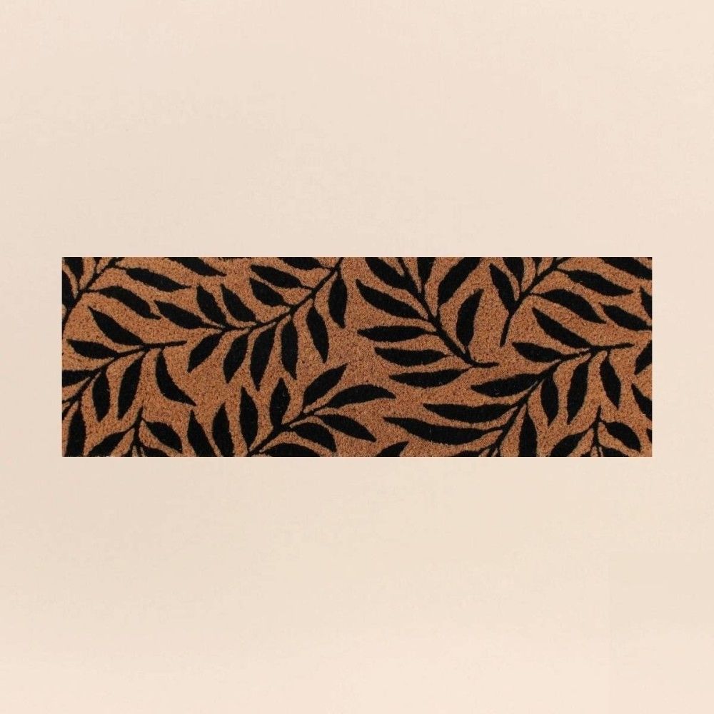 Paillasson de marche motifs feuillages en coco 25x75cm