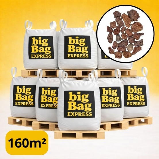 Pack 8 x big bag de 1m3 (+/- 160m²) gravier pouzzolane rouge / noir 12/20 mm - livraison standard