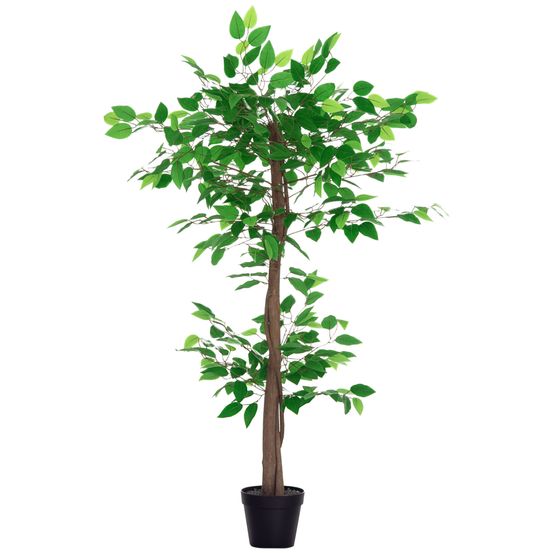 Plante artificielle arbre à thé pe et pp vert 120 cm 546 feuilles avec pot intérieur