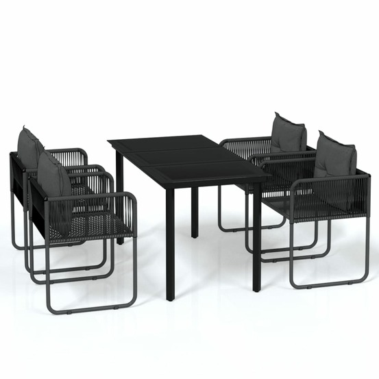 Ensemble à manger de jardin 5 pcs noir