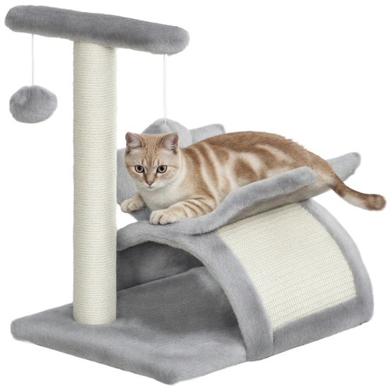 Petit arbre à chat 43 cm gris griffoir avec plateforme rotative pour chatons