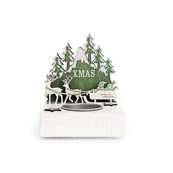 Photophore de noël forest tradi - 1 bougie - vert