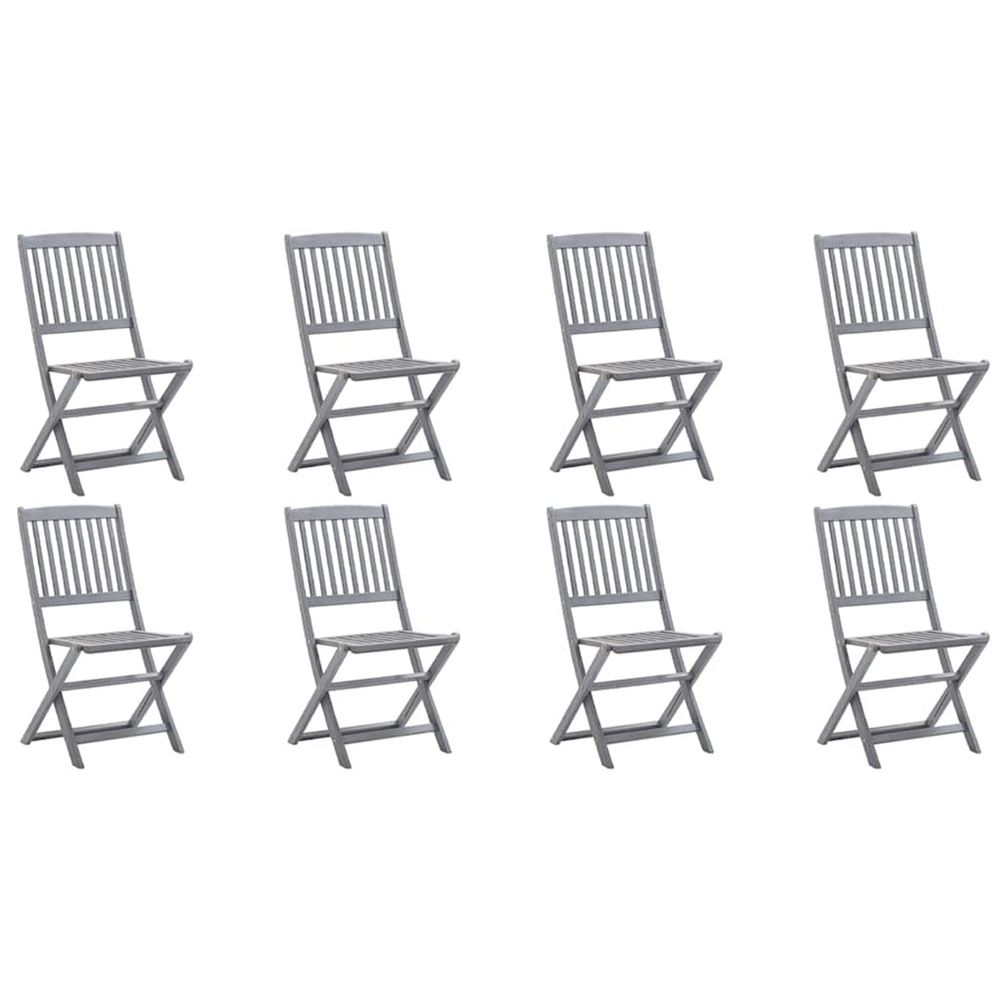 Chaises pliantes 8 pièces en bois d'acacia massif