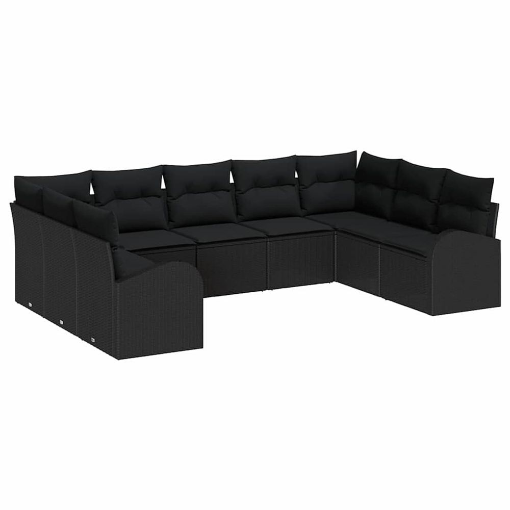 Ensemble de canapé de jardin 9 pc noir polyrotin