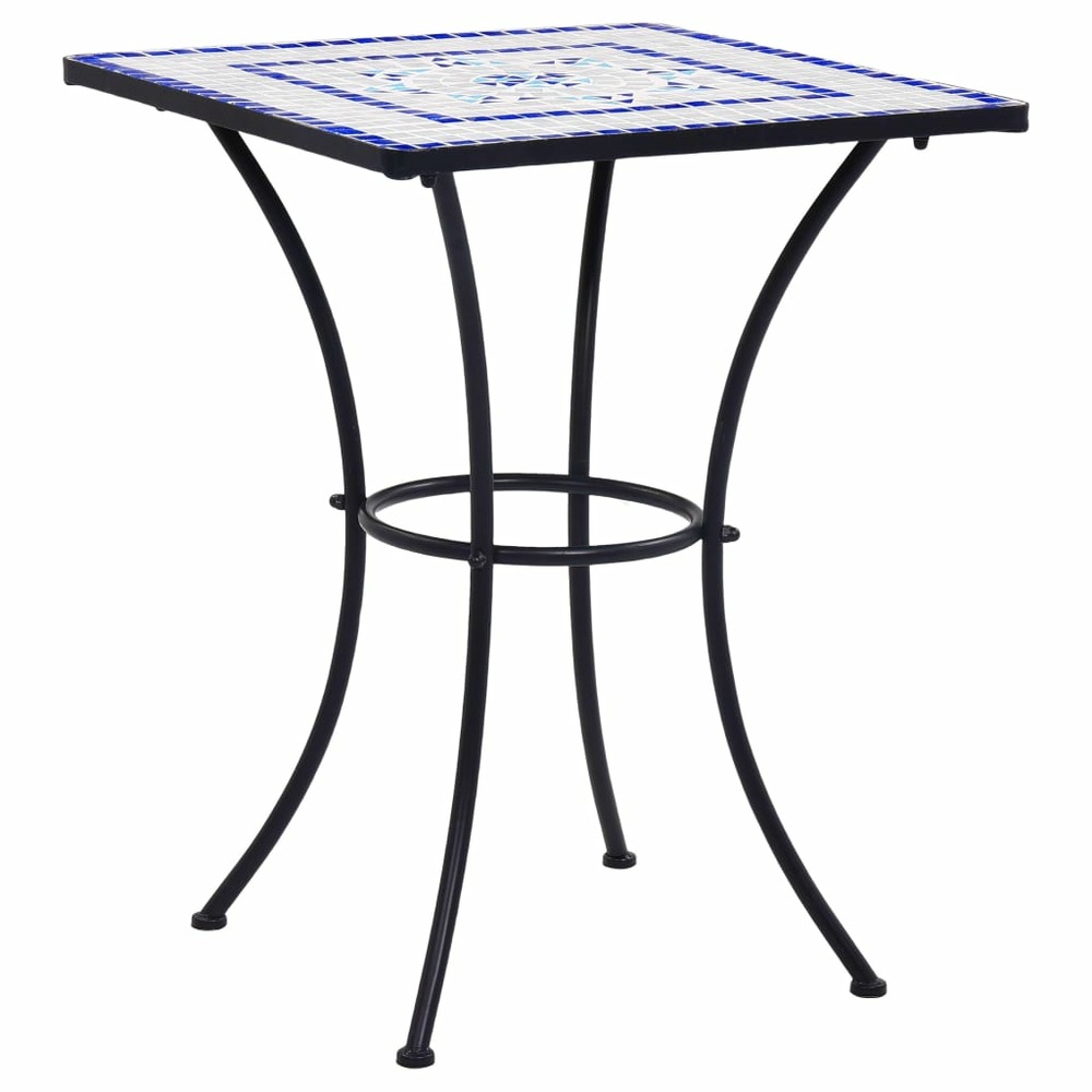 Mobilier de bistro 3 pcs mosaïque carreau céramique bleu blanc