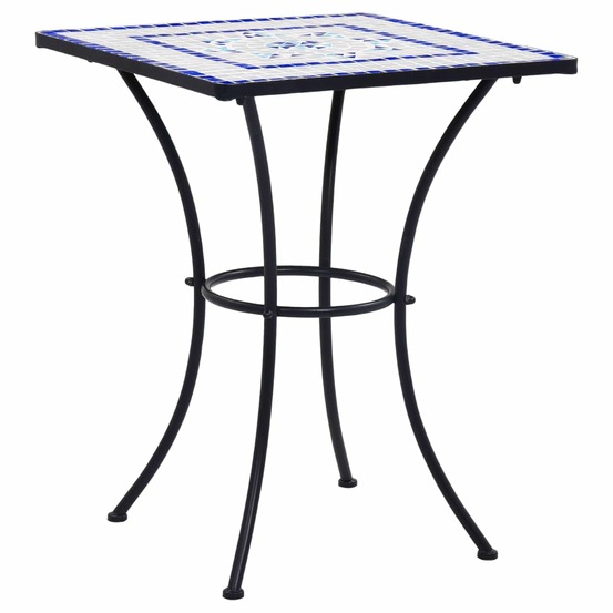 Mobilier de bistro 3 pcs mosaïque carreau céramique bleu blanc