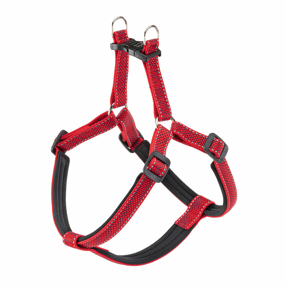 Harnais pour chiens de taille moyenne-grande réfléchissant daytona deluxe large, rembourré, rouge-noir