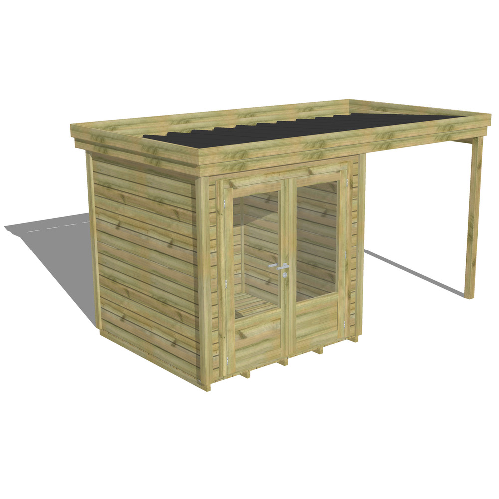 Abri de jardin bois pin traité autoclave 27mm - 4,14x2,14m / 9m2 - bac acier - plancher bois