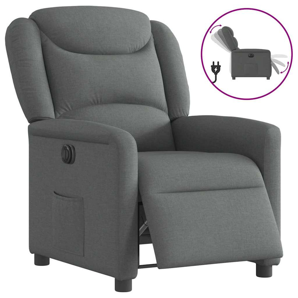 Fauteuil inclinable électrique gris foncé tissu