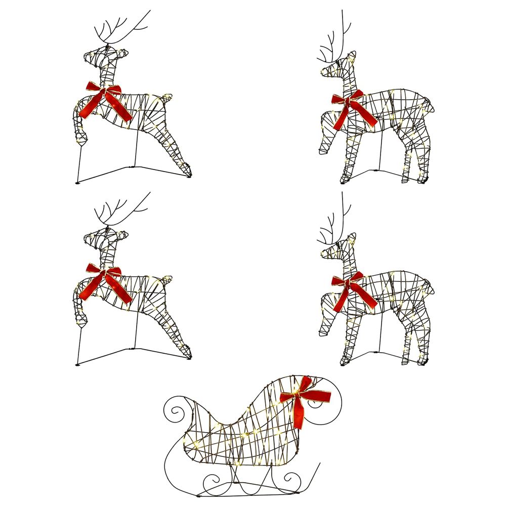 Renne de noël avec traîneau 5 pc 100 led blanc chaud