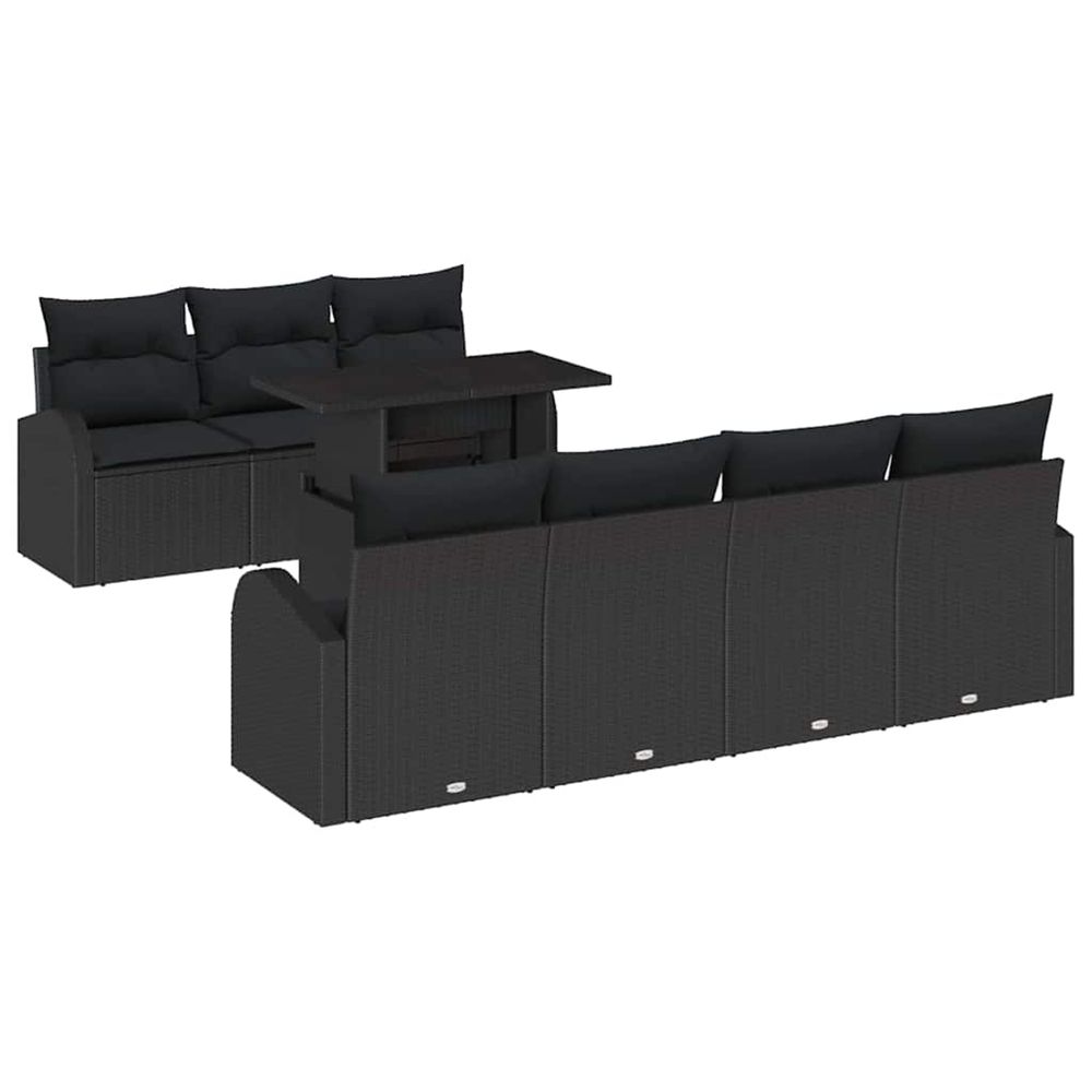 Ensemble de canapé de jardin 8 pc noir poly rattan