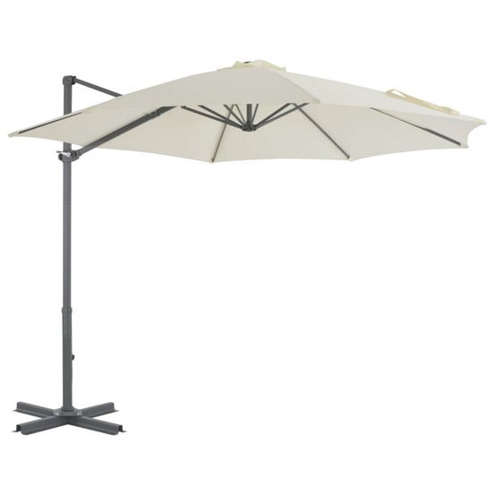 Parasol de jardin en porte-à-faux et poteau en aluminium sable