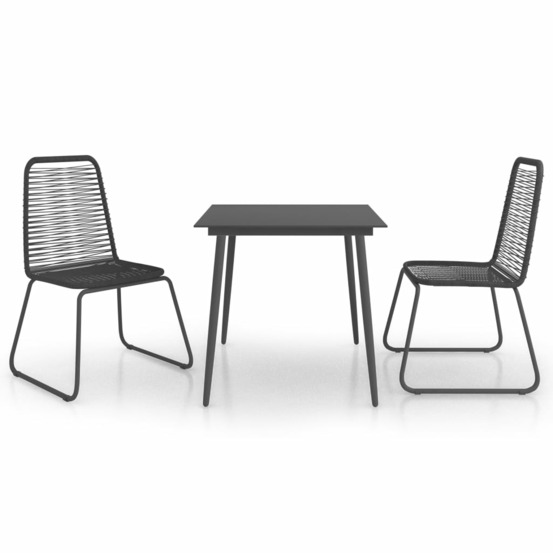Ensemble à manger de jardin 3 pcs pvc résine tressée noir