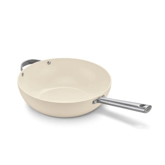 Poêle wok antiadhésive 30cm crème - 102853