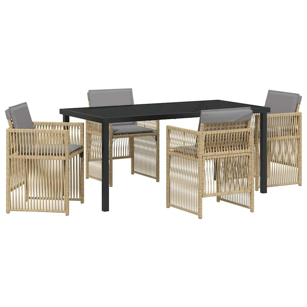 Ensemble de salle à manger pour jardin 5 pcs beige