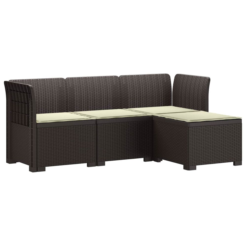 Canapé de jardin 4 places avec coussins style rotin pp marron