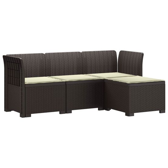 Canapé de jardin 4 places avec coussins style rotin pp marron