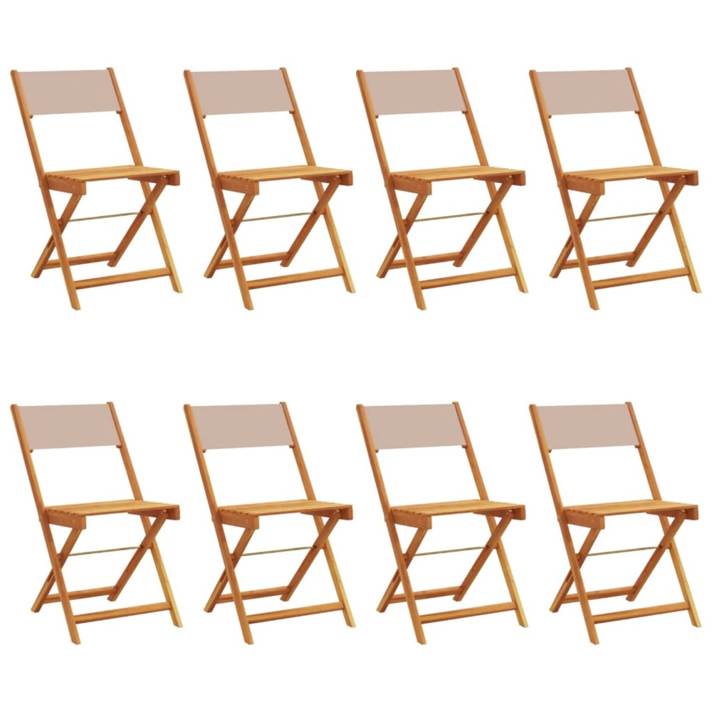 Chaises de jardin pliantes lot de 8 taupe tissu et bois massif