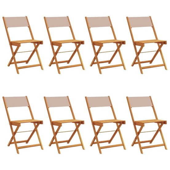 Chaises de jardin pliantes lot de 8 taupe tissu et bois massif