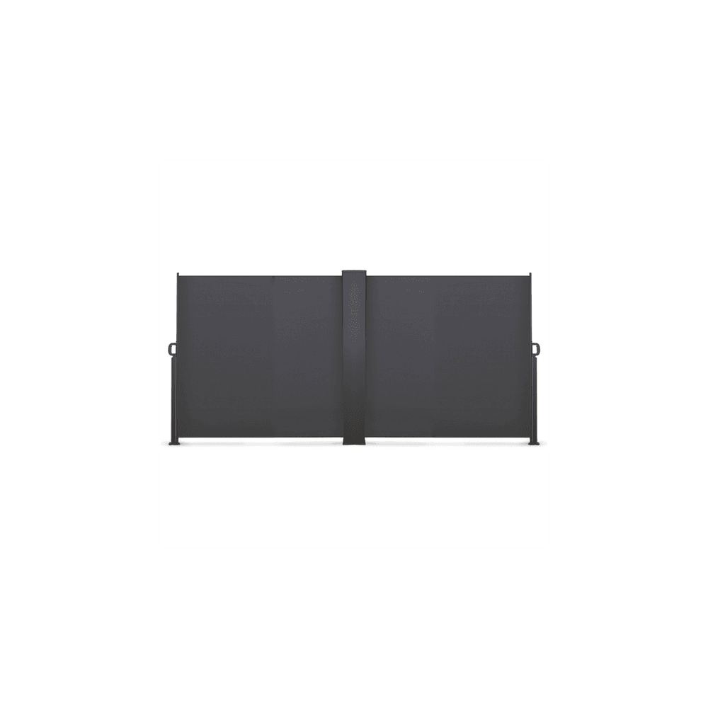 Paravent Extérieur Rétractable Double IDMarket Gris Clair – Store Latéral 160x800 Cm, Toile Polyester Déperlant Anti-UV, Réglable En Longueur Et Angle