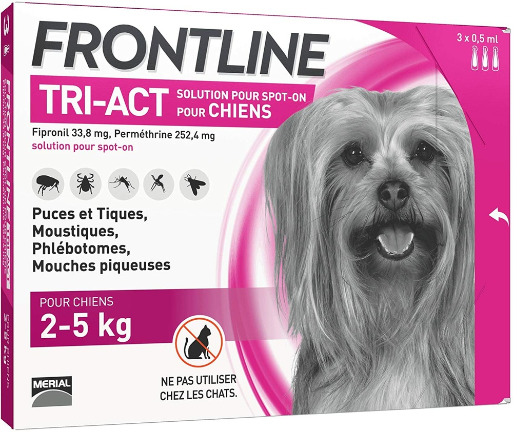 Frontline tri-act chien xs (2-5 kg) - boehringer 3 pipettes