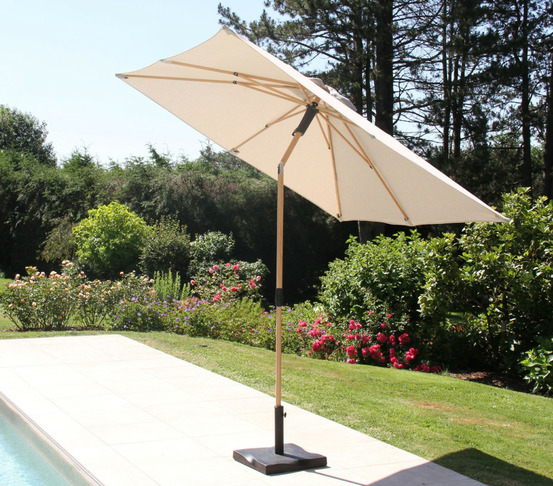 Parasol droit 2,4m - effet bois - lin - rubis