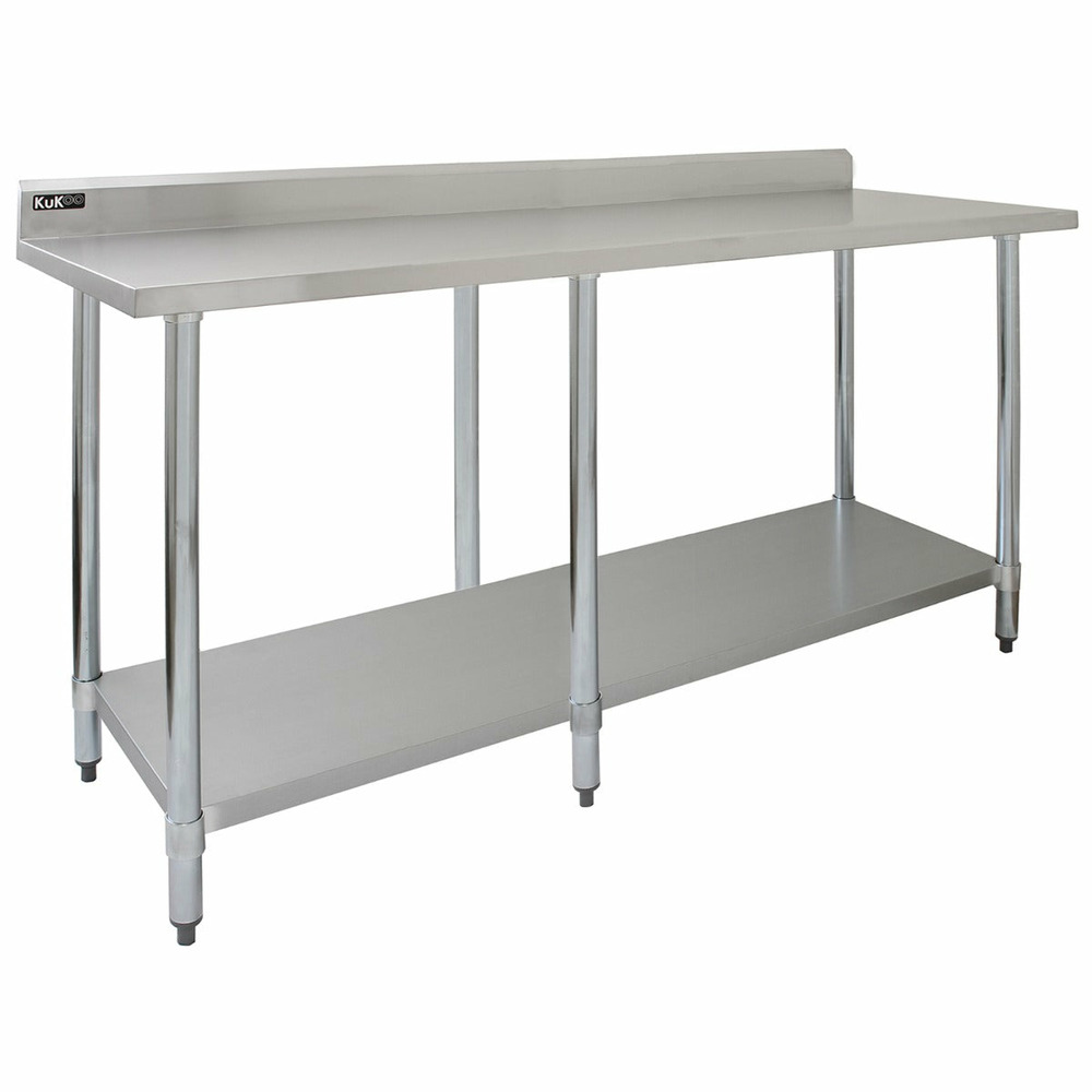Table de travail pour cuisine en inox - 210 cm