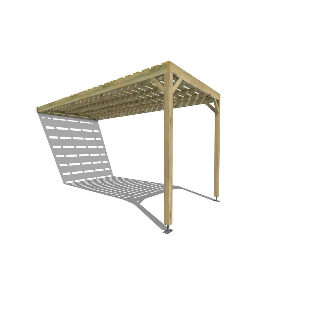 Pergola bois • 2m x 5m • adossée • sens profondeur • platelage bois • livraison comprise