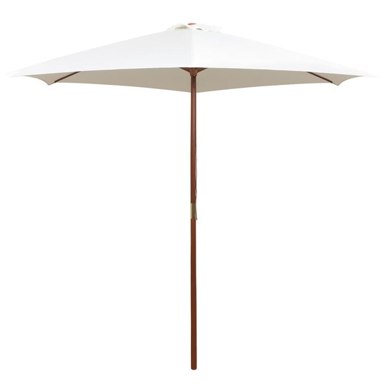Parasol avec poteau en bois 270 x 270 cm blanc crème