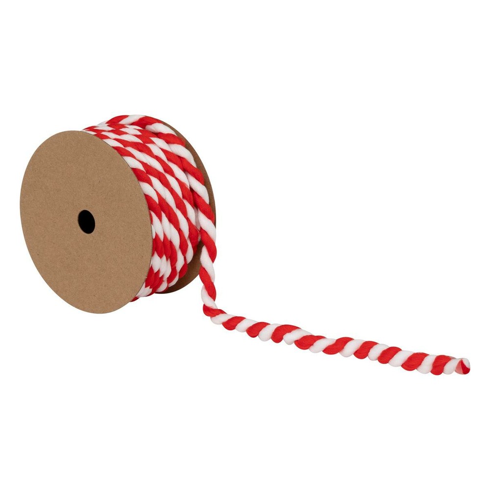 Ruban corde rayée l. 3 m rouge et blanc