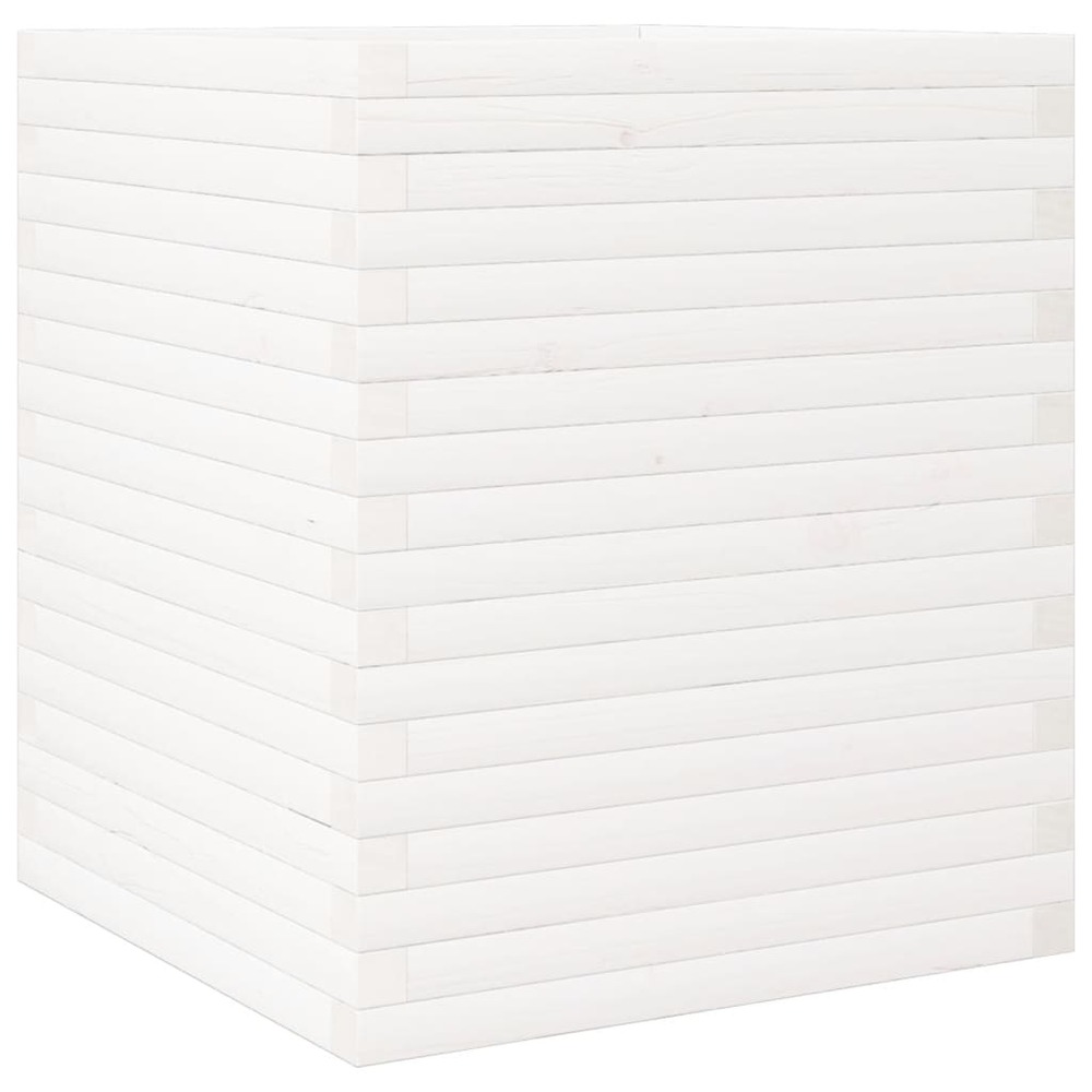 Jardinière bac lit surélevé plantes fleurs terrasse jardin 60 x 60 x 68,5 cm bois de pin massif blanc