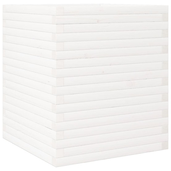Jardinière bac lit surélevé plantes fleurs terrasse jardin 60 x 60 x 68,5 cm bois de pin massif blanc