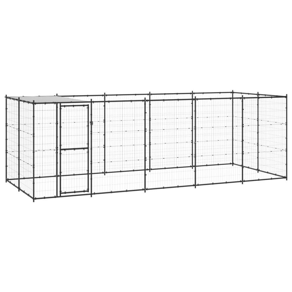 Chenil extérieur cage enclos parc animaux chien extérieur acier avec toit 12,1 m²