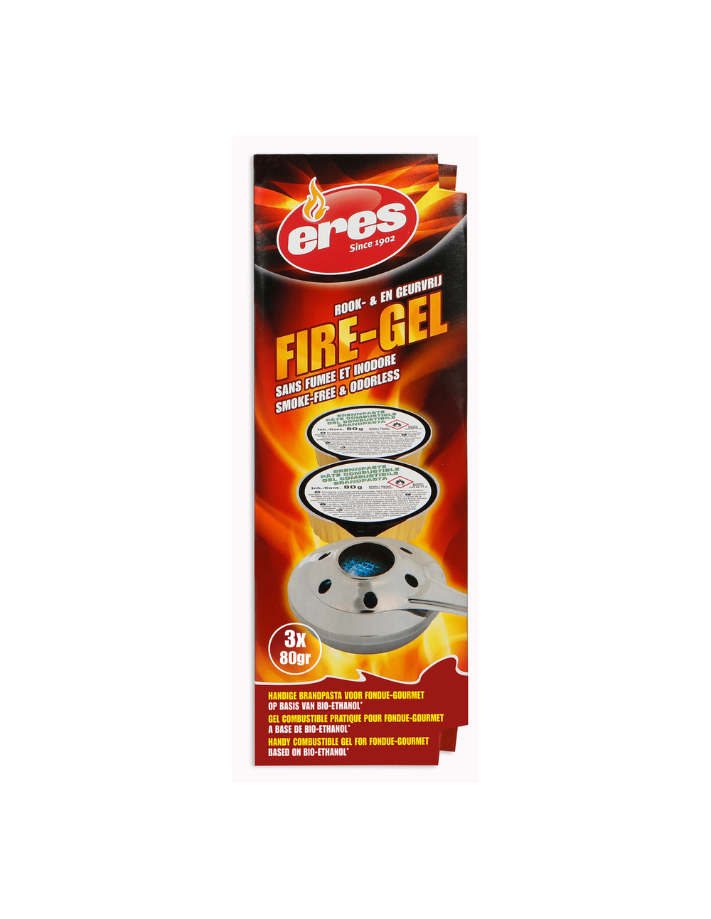 Pâte combustible fire gel 100ml lot 3 coupelles pour fondue