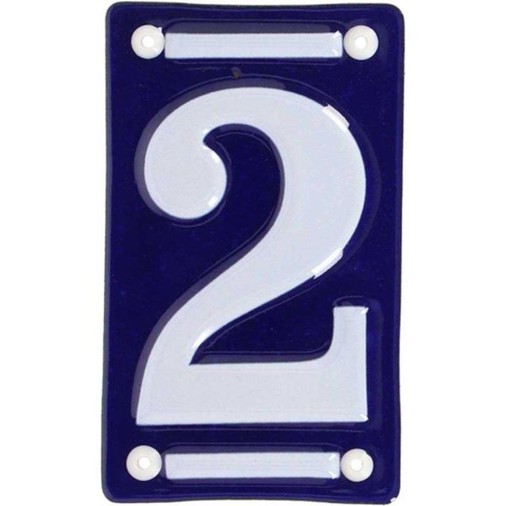 Numéro de maison en fer émaillé chiffre 2
