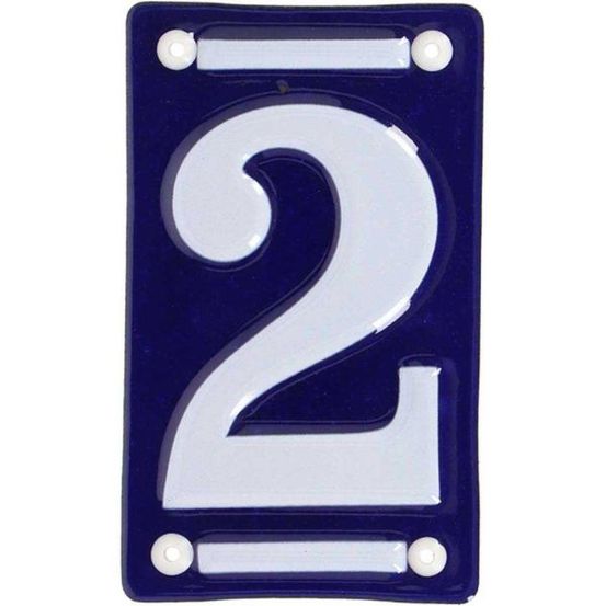 Numéro de maison en fer émaillé chiffre 2