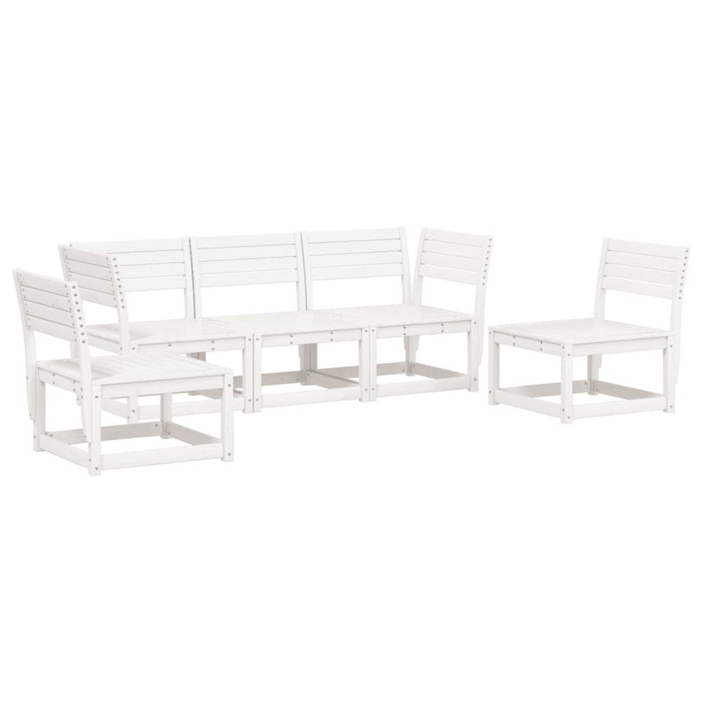 Salon de jardin 5 pcs blanc bois massif de pin